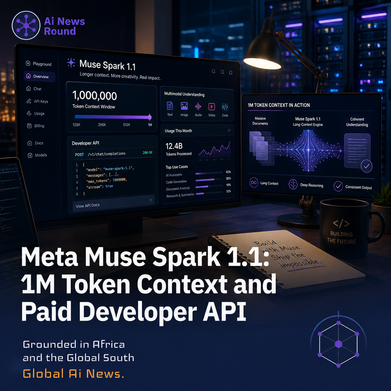 Graphic header showcasing Meta Muse Spark 1.1 branding and feature announcement.